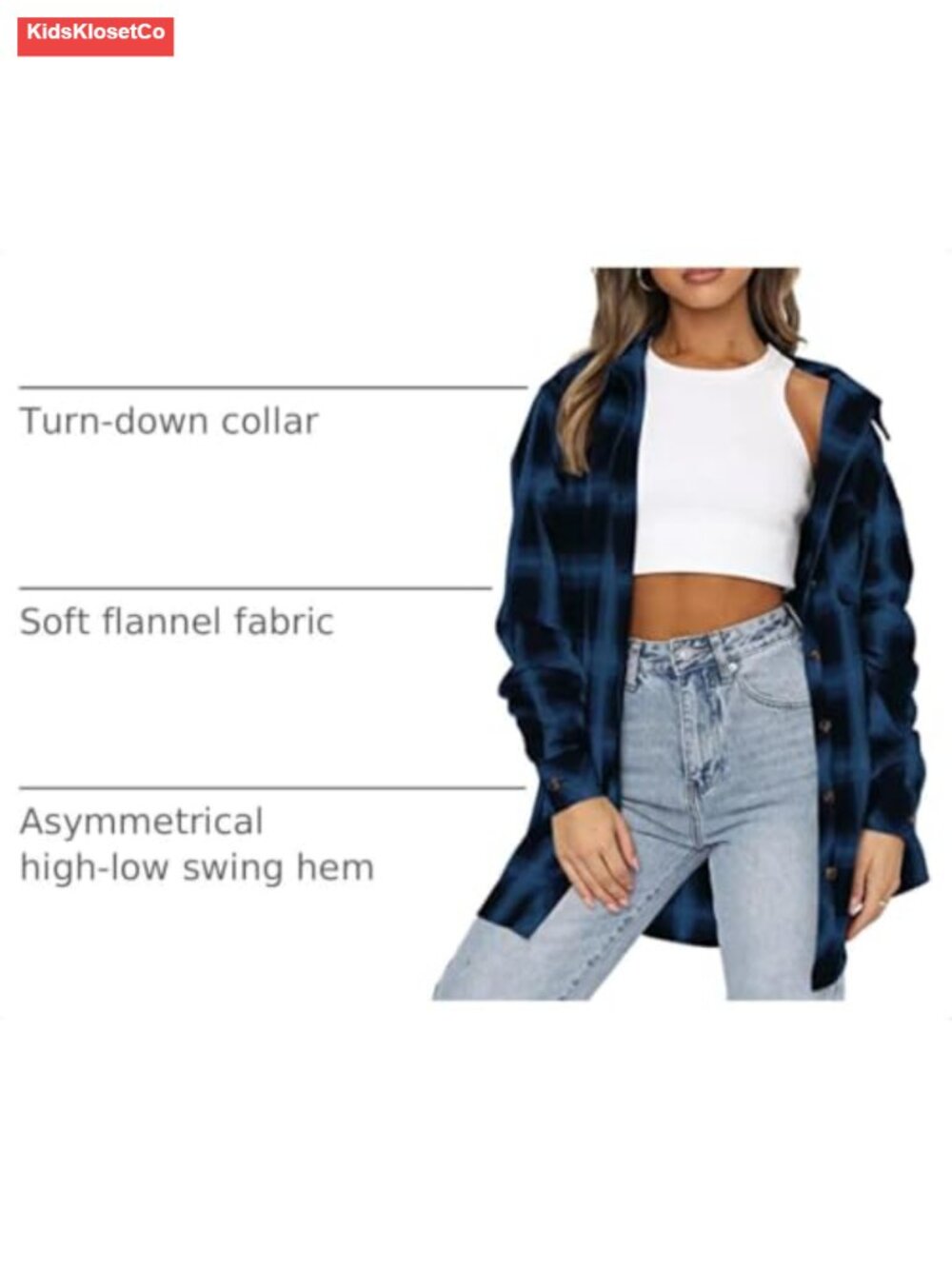 Women's Flannel Plaid Button Down Shirt Long Sleeve Casual - Picture 3 of 6